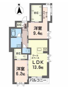 シャーメゾンPREMIAS(2LDK/2階)の間取り写真