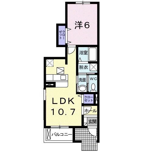 グランブルーB(1LDK/1階)の間取り写真