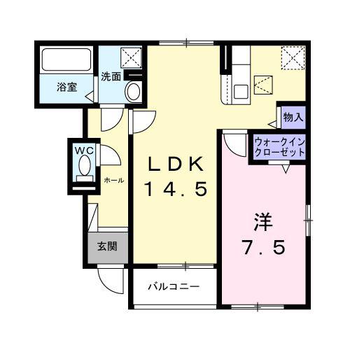 ロテュス(1LDK/1階)の間取り写真