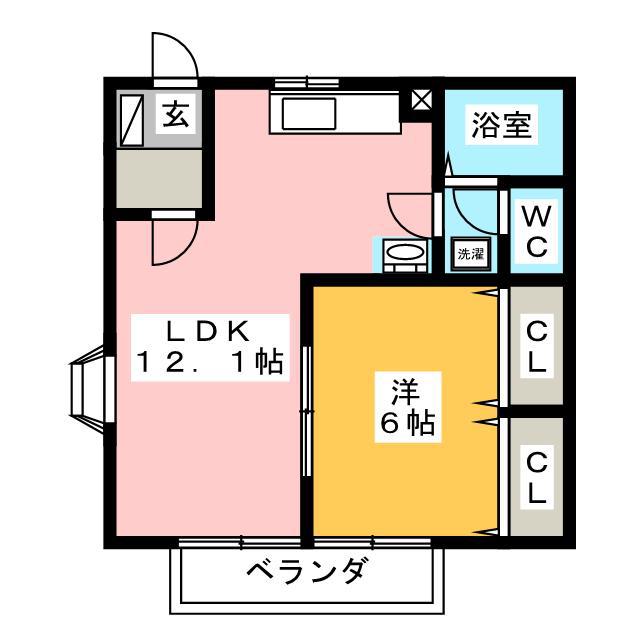 ロジュマンI(1LDK/2階)の間取り写真