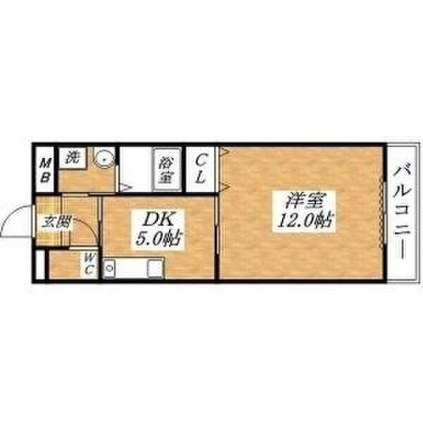 ビックルーム平野(1DK/2階)の間取り写真