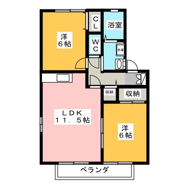 メゾンルポII(2LDK/2階)の間取り写真