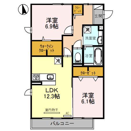 プランドール(2LDK/2階)の間取り写真