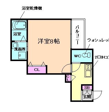 へーベルメゾン井口堂(1K/1階)の間取り写真