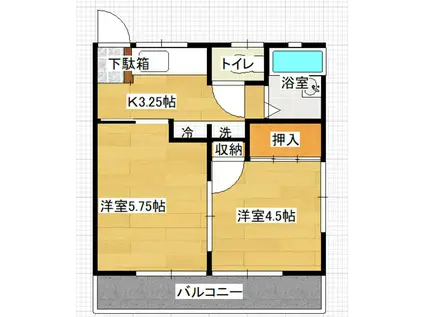カーサドマーニ(2K/2階)の間取り写真