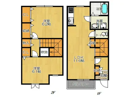 エクセルハイム(2LDK/1階)の間取り写真