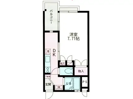 ドゥ・セナクール(1DK/1階)の間取り写真