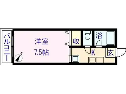 クリスタルオーシャン(1K/2階)の間取り写真