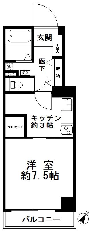 マーレ大井(1K/3階)の間取り写真