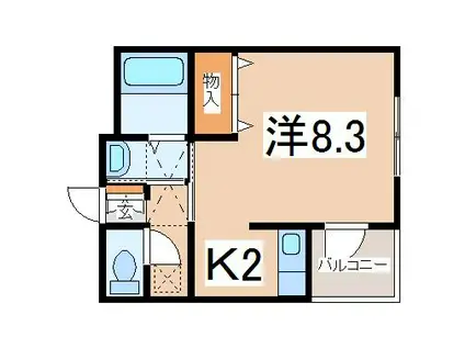 LILY-BE昭和(1K/3階)の間取り写真