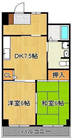 グローリー足立(2DK/3階)の間取り写真