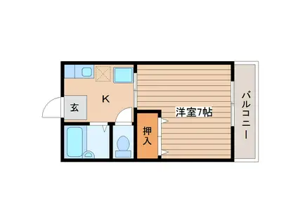 シティハイム パビヨン(1K/2階)の間取り写真