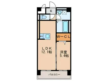 カサグランデ本町(1LDK/2階)の間取り写真
