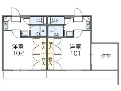 レオパレスメローネII(1K/1階)の間取り写真