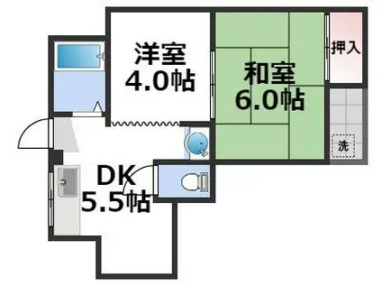 みのりハイツ(2DK/4階)の間取り写真