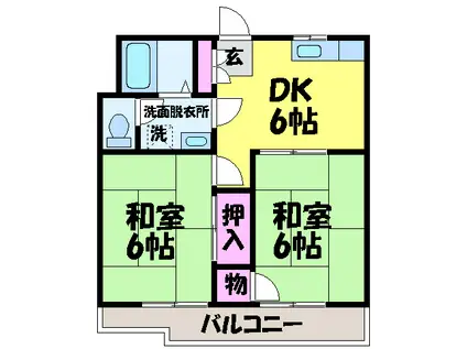 ファミーユシノハラ(2DK/1階)の間取り写真