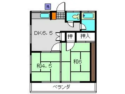桜荘(2DK/1階)の間取り写真