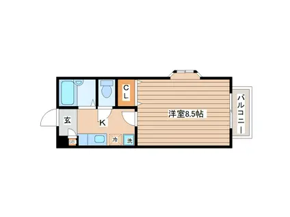 メモリーハウス南仙台(1K/2階)の間取り写真