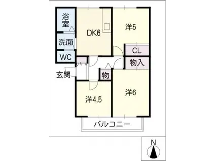 サニーハウスE(3DK/2階)の間取り写真