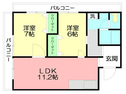 第2倉田ハイツ(2LDK/3階)の間取り写真