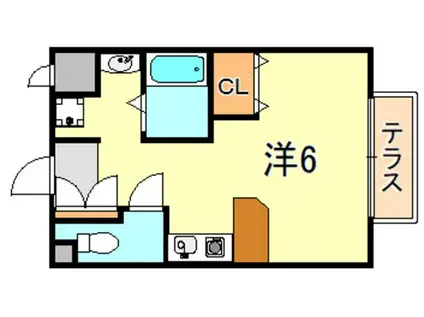 ベルビュ新明(ワンルーム/2階)の間取り写真