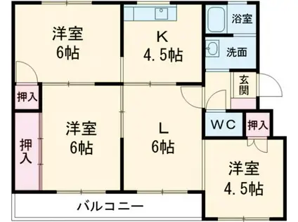 東郷マンション(3LDK/3階)の間取り写真