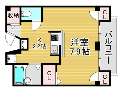 CHERRYHILL塚本(ワンルーム/6階)の間取り写真