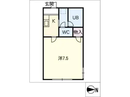 れんげハウス(1K/2階)の間取り写真