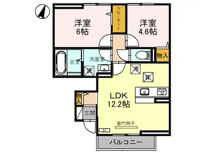 D-ROOM井戸木2丁目(2LDK/1階)の間取り写真