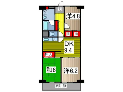 メイツ川口(3DK/9階)の間取り写真