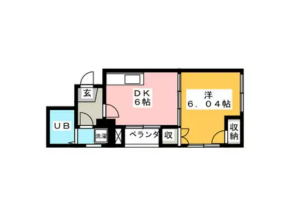 飯塚1丁目ハイツ(1DK/4階)の間取り写真