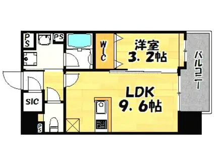 ヴィラージュ県庁前Ⅰ(1LDK/7階)の間取り写真