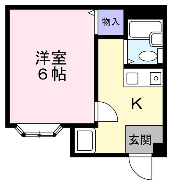 サンパレス高瀬(1K/2階)の間取り写真