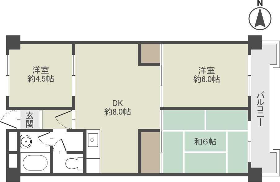 鮎川ハイツ(3DK/3階)の間取り写真