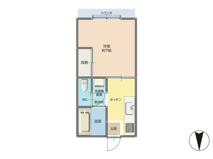 リーベンスハイムC棟(1K/2階)の間取り写真