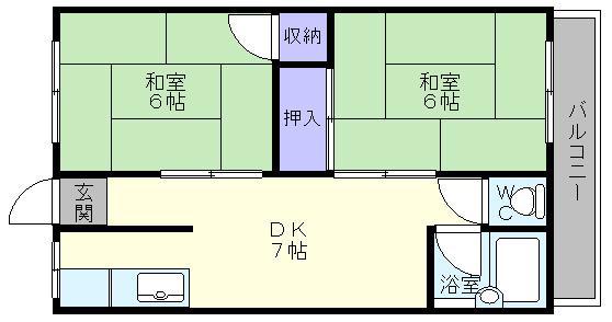 池尻ハイツ(2DK/2階)の間取り写真