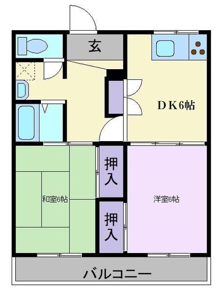 ガーデンハイツ鳳(2DK/1階)の間取り写真