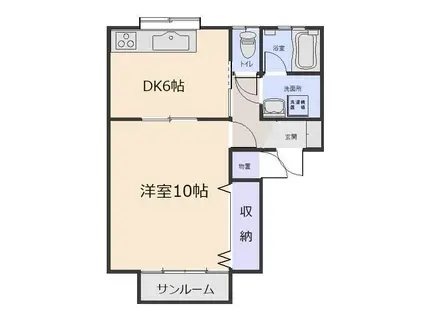 ドリームカーサ II(1DK/2階)の間取り写真