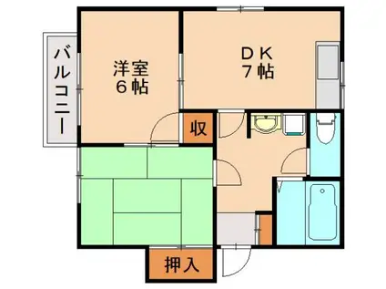 センダ・ハイツ・ハナセ(2DK/2階)の間取り写真