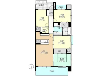 サーパス笹沖一番館(4LDK/10階)の間取り写真