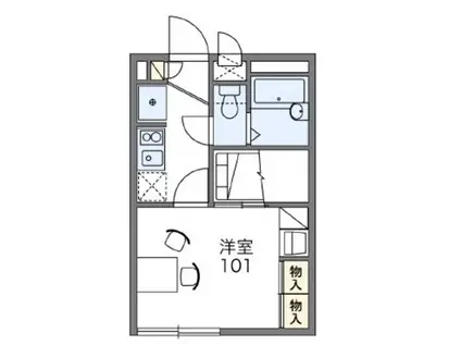 レオパレスサンモール新町(1K/1階)の間取り写真