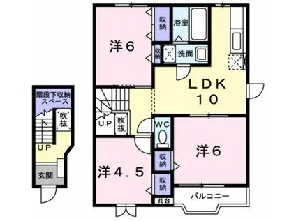 サンビーチ毛見I(3LDK/2階)の間取り写真