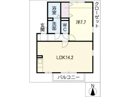 リヴェール岐南(1LDK/1階)の間取り写真