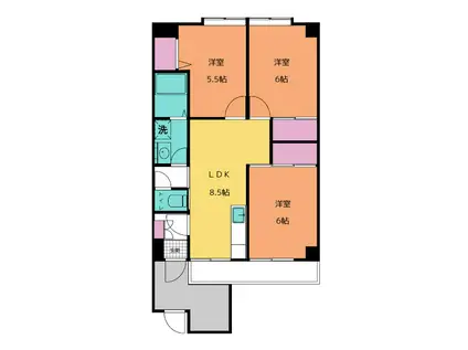 ヴィラーミ檸檬館 B棟(3LDK/1階)の間取り写真