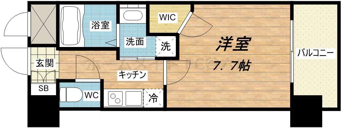 クラウンハイム北心斎橋フラワーコート(1K/13階)の間取り写真