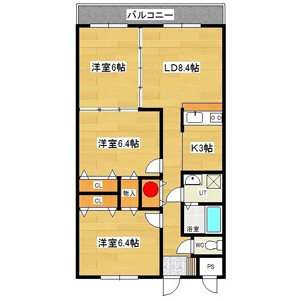 フェイマスKITAMI2番館(3LDK/5階)の間取り写真