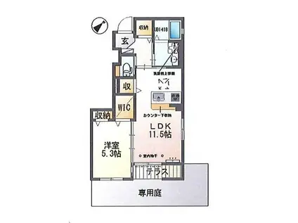 カーサ ESII(1LDK/1階)の間取り写真