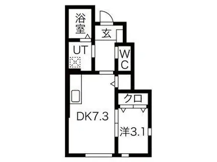 アーバンスタイルI(1LDK/1階)の間取り写真