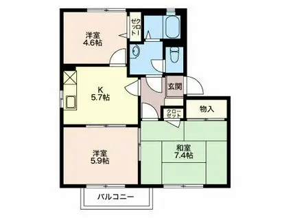 フェリックス・シュタットS(3K/1階)の間取り写真