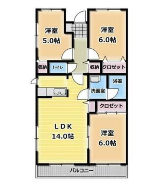 ルミエール山本(3LDK/4階)の間取り写真